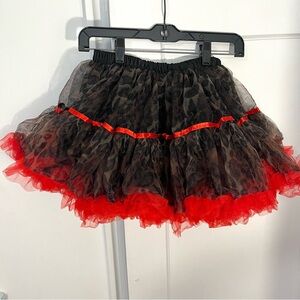 NWT - Leg Avenue Leopard Print Tulle Petticoat/Tutu w Red Trim